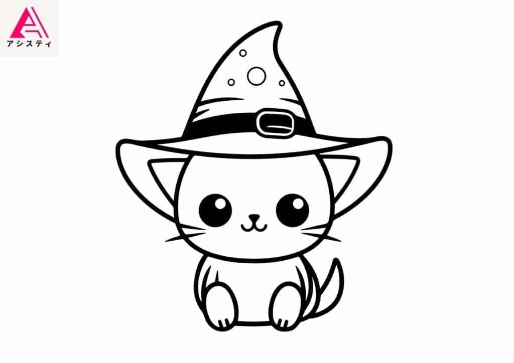 ハロウィン塗り絵ネコ1
