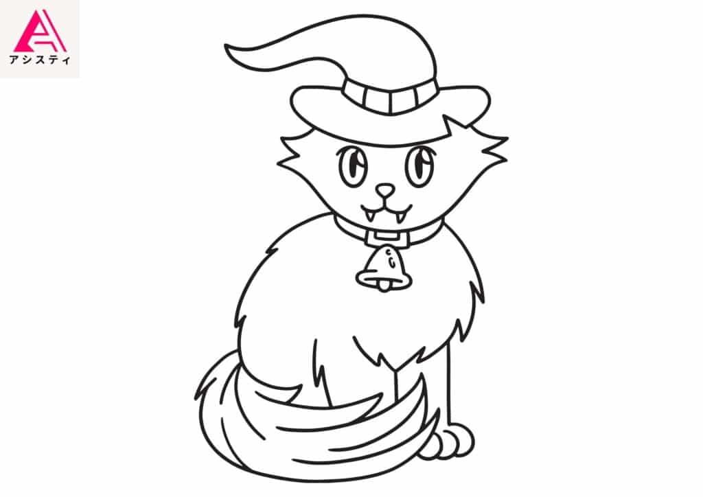 ハロウィン塗り絵ネコ4