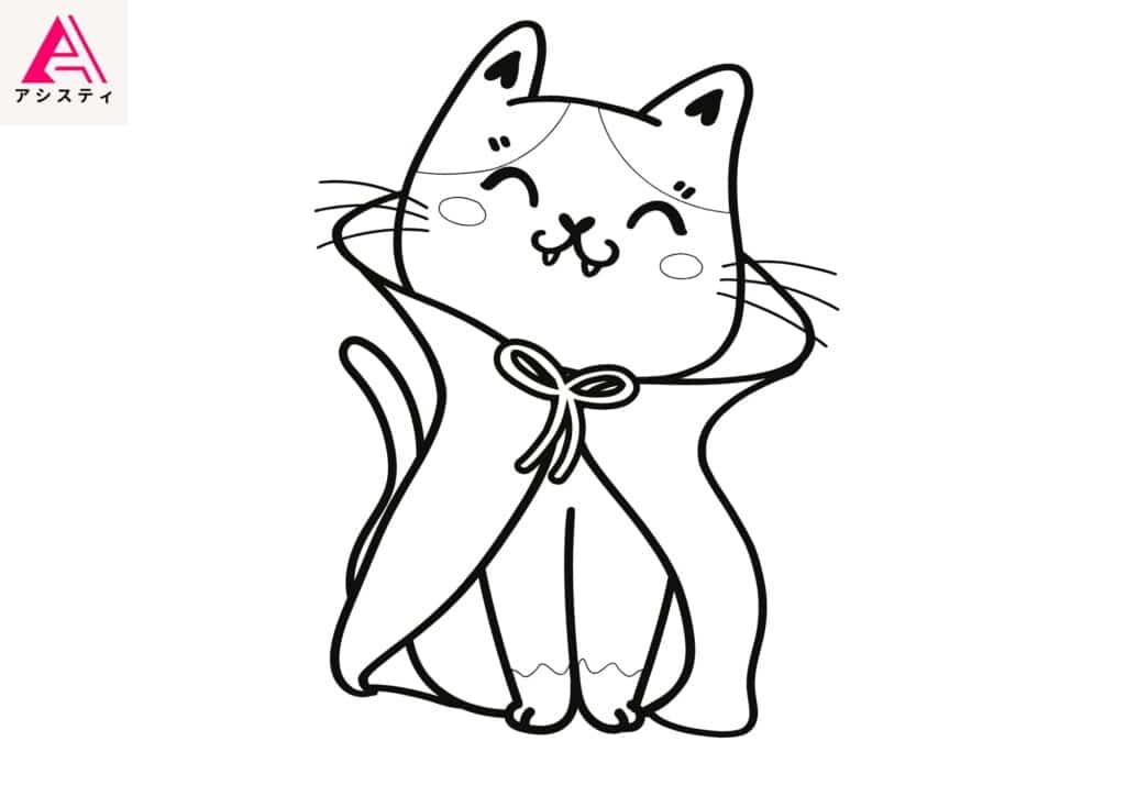 ハロウィン塗り絵ネコ5
