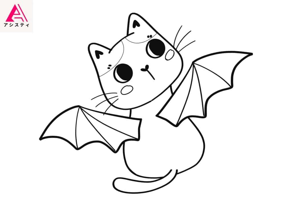 ハロウィン塗り絵ネコ8