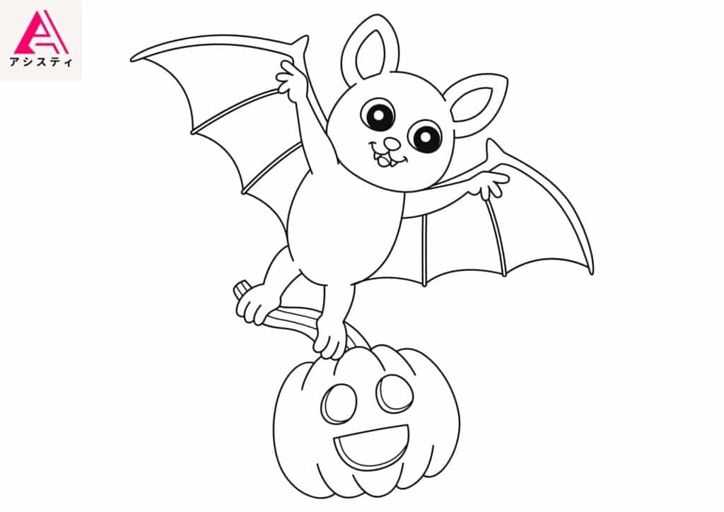 ハロウィン塗り絵コウモリ2
