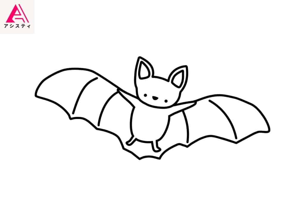 ハロウィン塗り絵コウモリ4