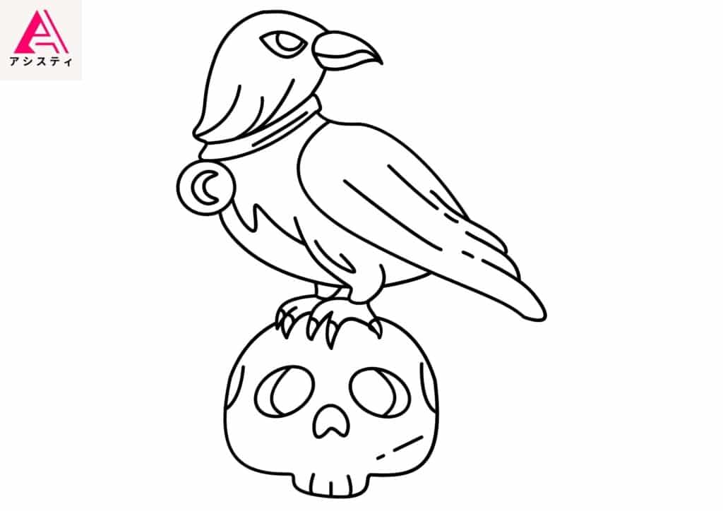 ハロウィン塗り絵カラス1