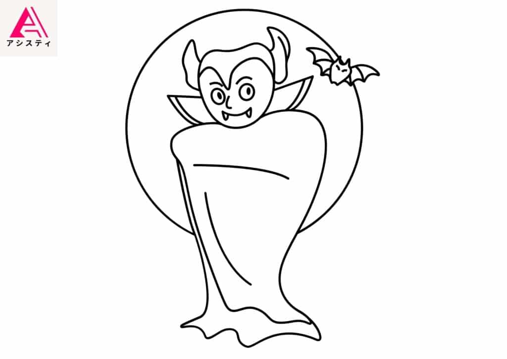 ハロウィン塗り絵ドラキュラ1