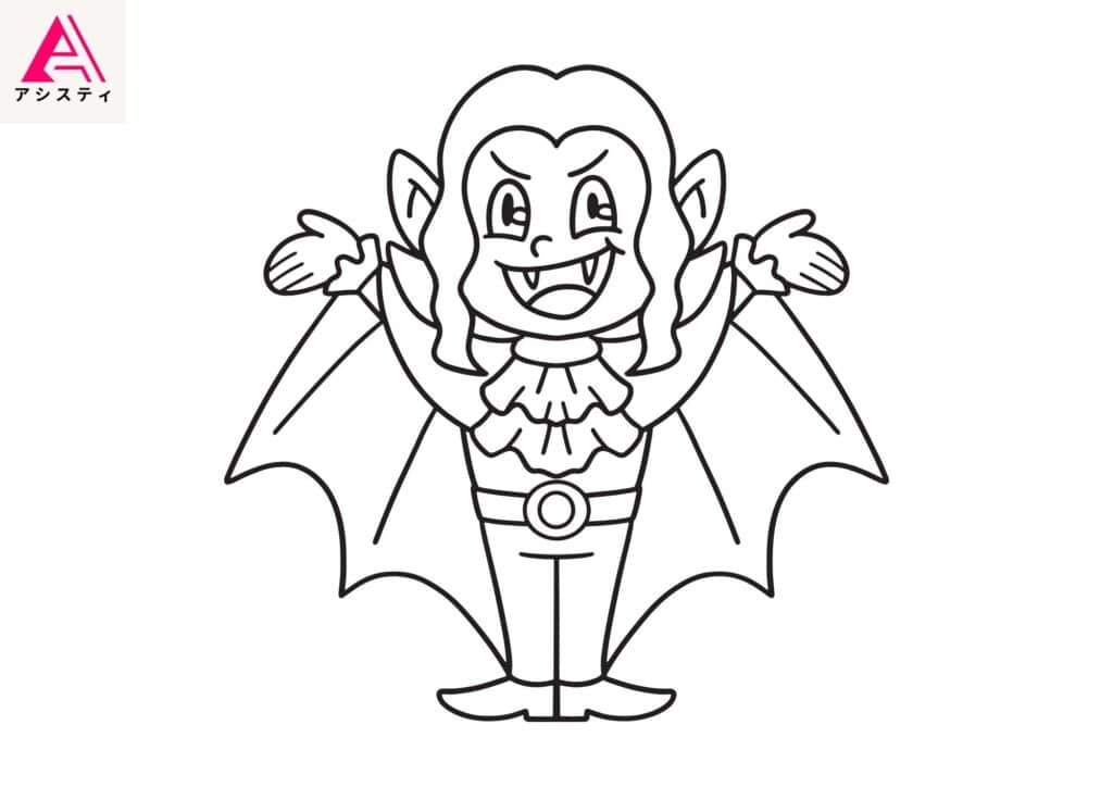 ハロウィン塗り絵ドラキュラ2
