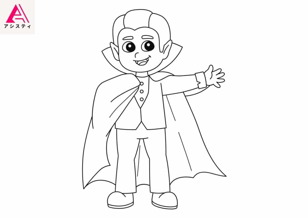 ハロウィン塗り絵ドラキュラ3