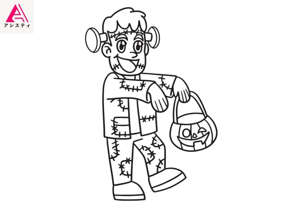 ハロウィン塗り絵フランケンシタイン
