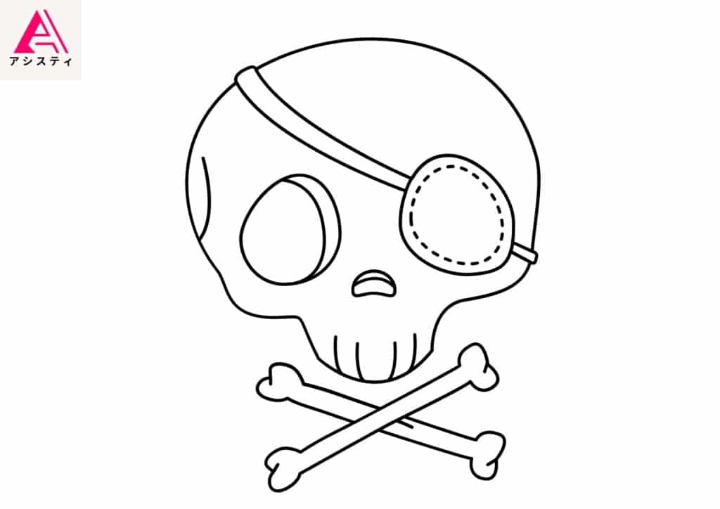 ハロウィン塗り絵骸骨5