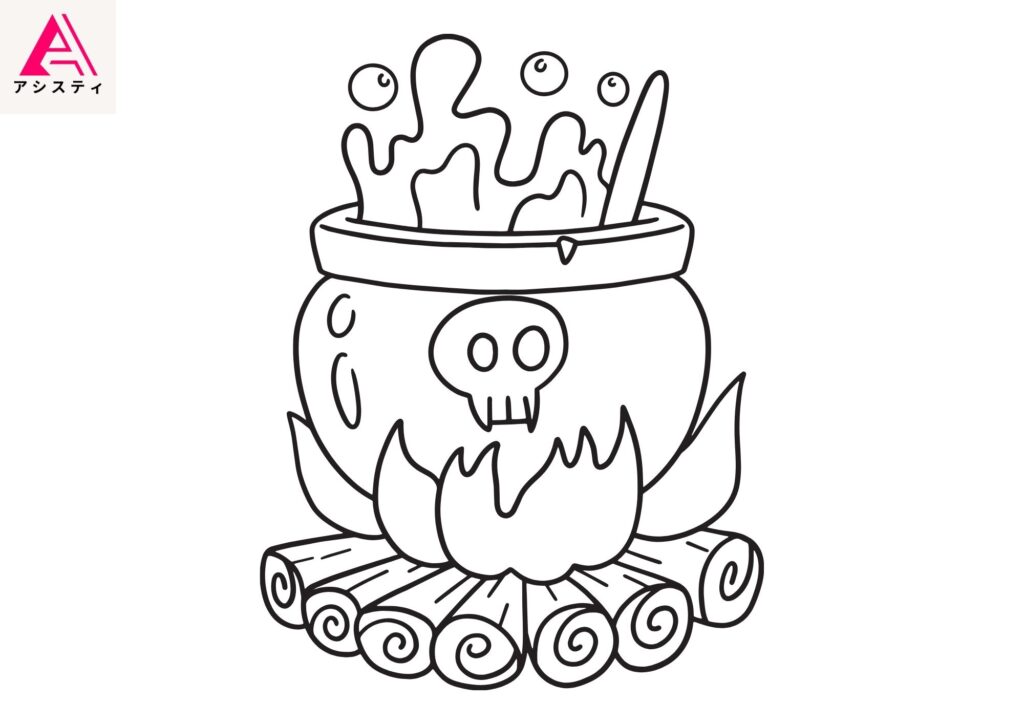 ハロウィン塗り絵壺1
