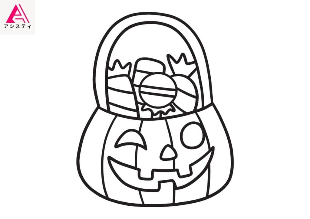 ハロウィン塗り絵お菓子1