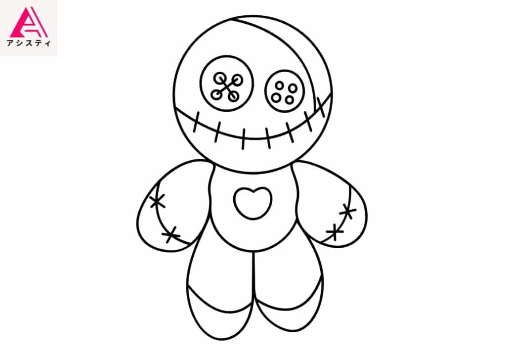 ハロウィン塗り絵人形1