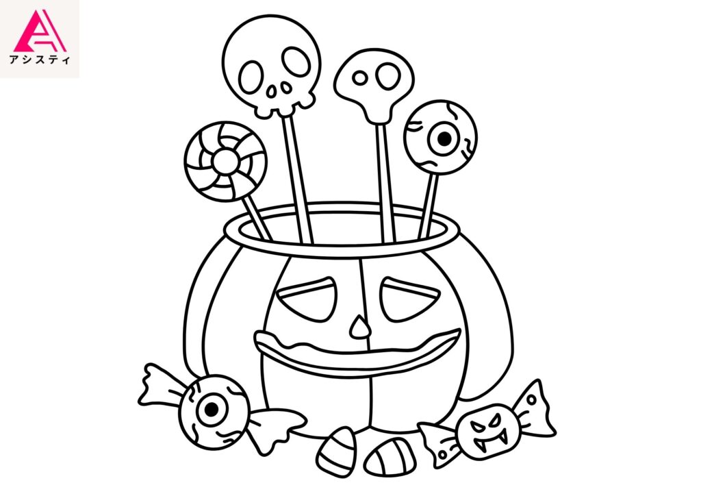 ハロウィン塗り絵お菓子4