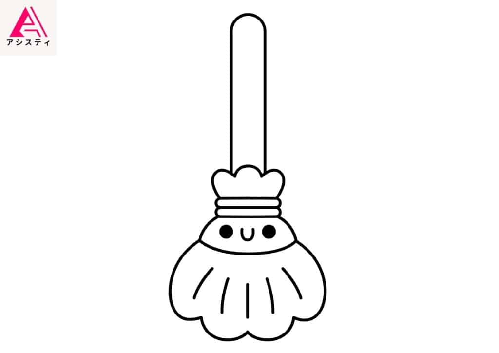 ハロウィン塗り絵箒