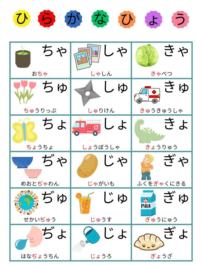 あいうえお表拗音1A4NotoSansJPフォント背景白