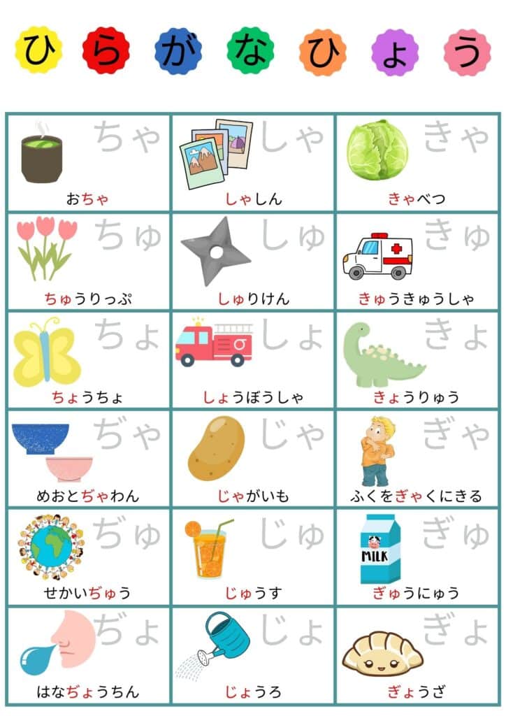 あいうえお表拗音1 A3NotoSansJPフォントなぞり背景白