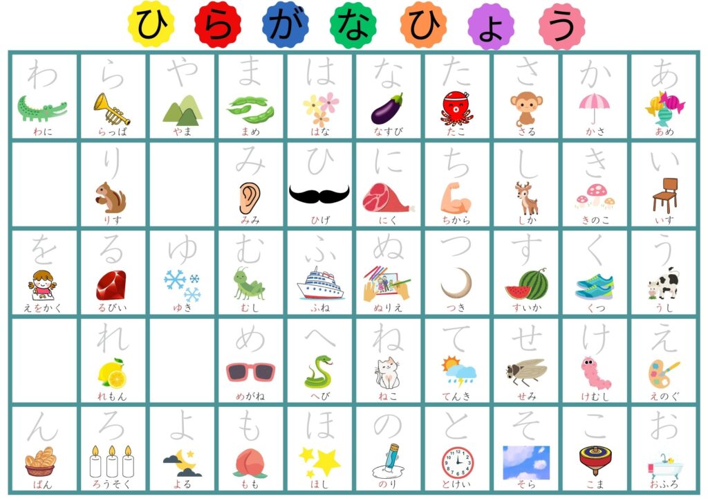 あいうえお表 A4モトヤ教科書フォントなぞり背景白