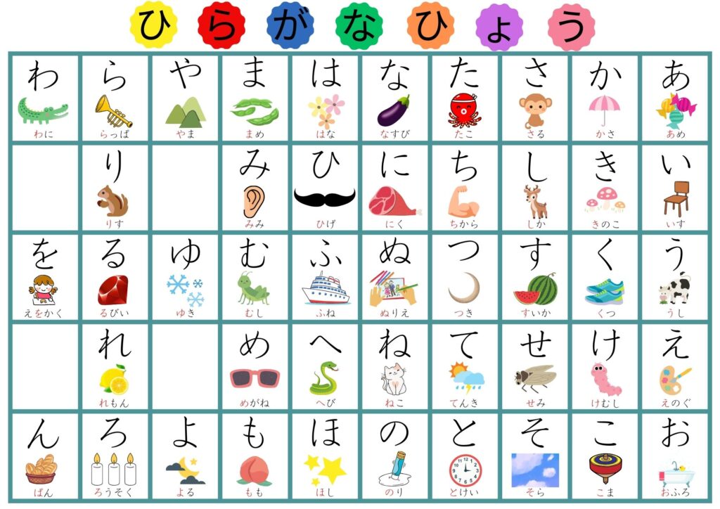 あいうえお表 A3モトヤ教科書フォント背景白