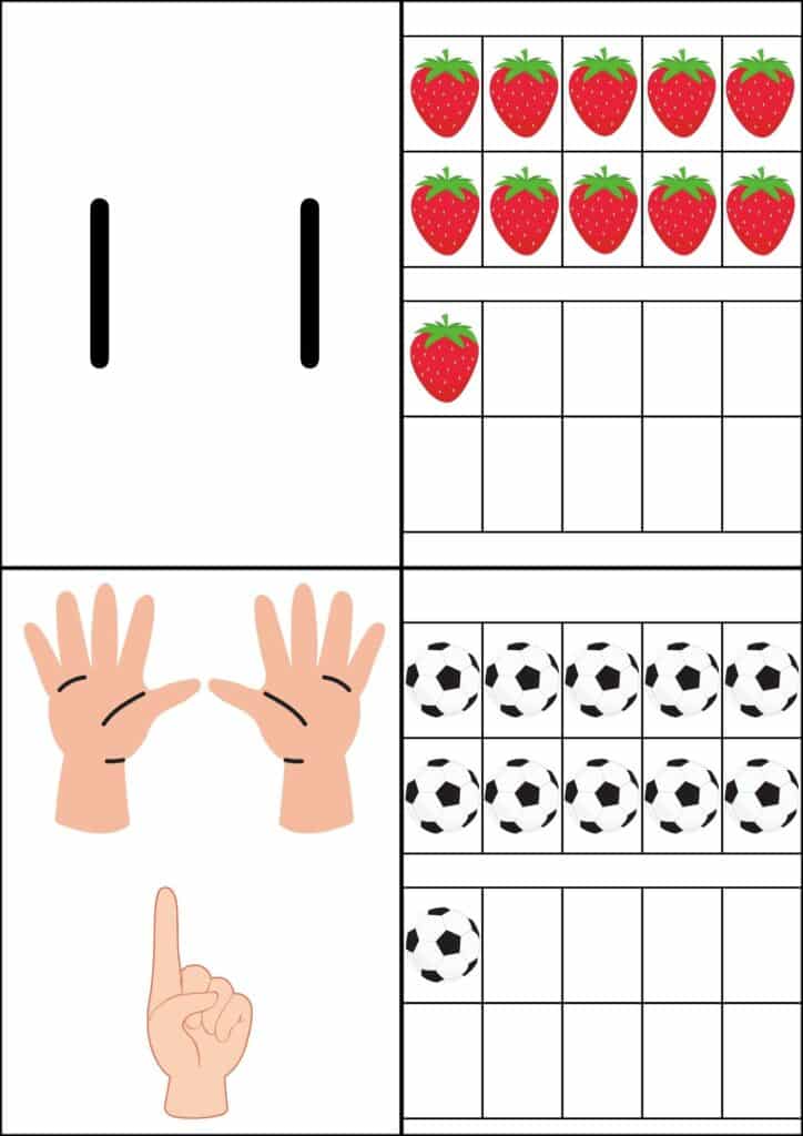 数字カルタ背景白数字の11