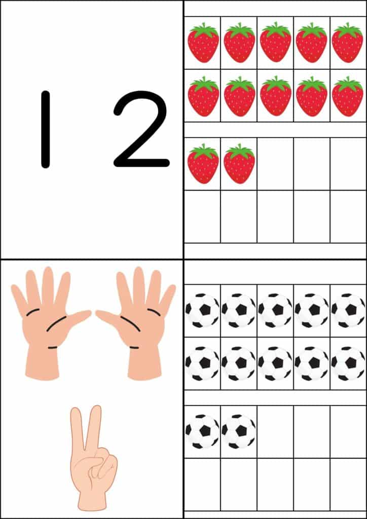 数字カルタ背景白数字の12