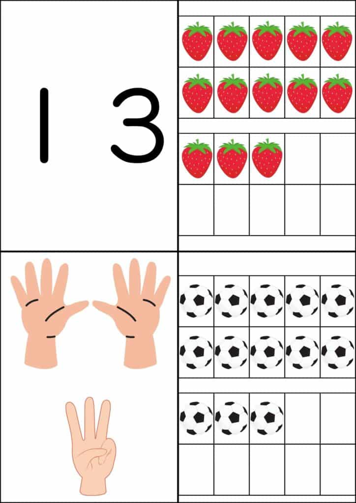 数字カルタ背景白数字の13