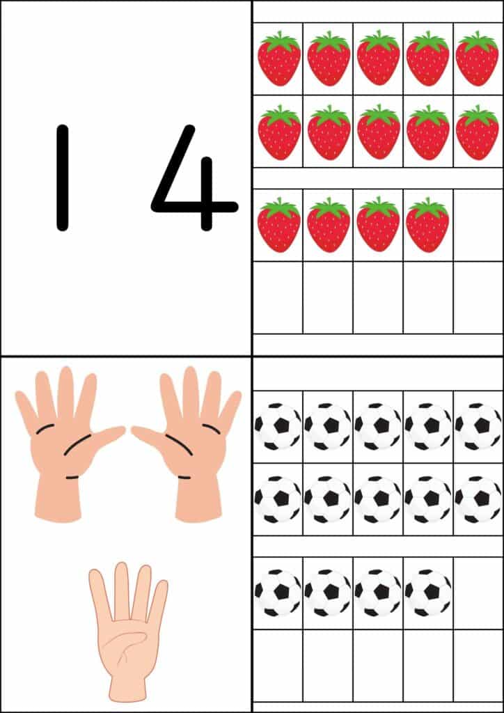 数字カルタ背景白数字の14