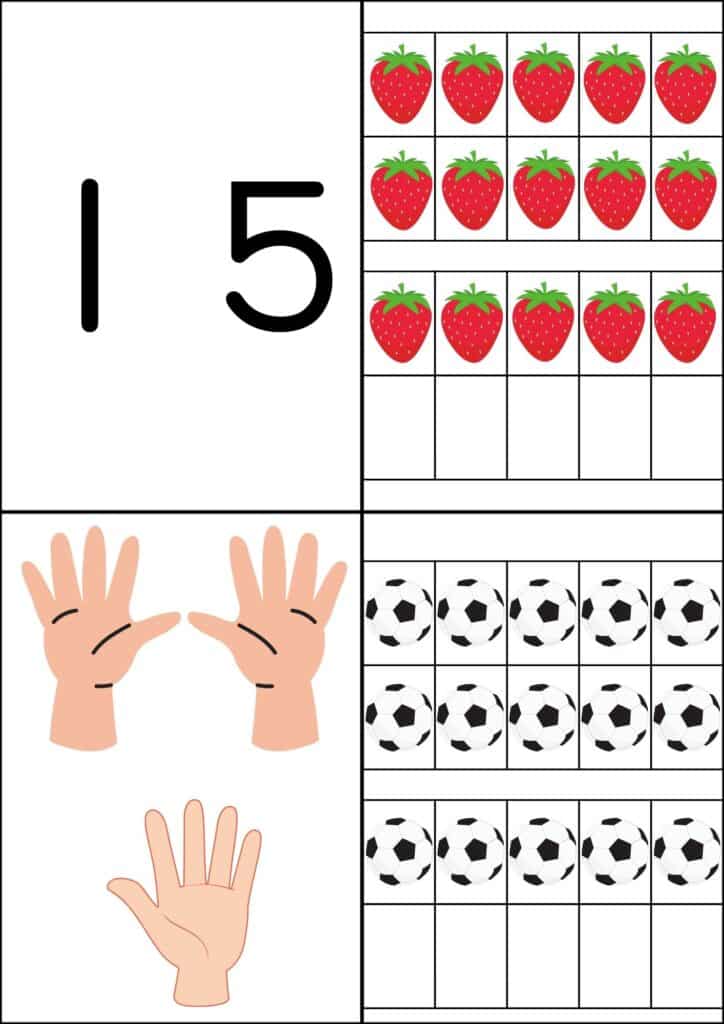 数字カルタ背景白数字の15