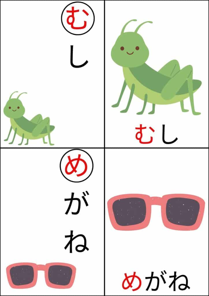 ひらがなカルタ背景白むし・めがね