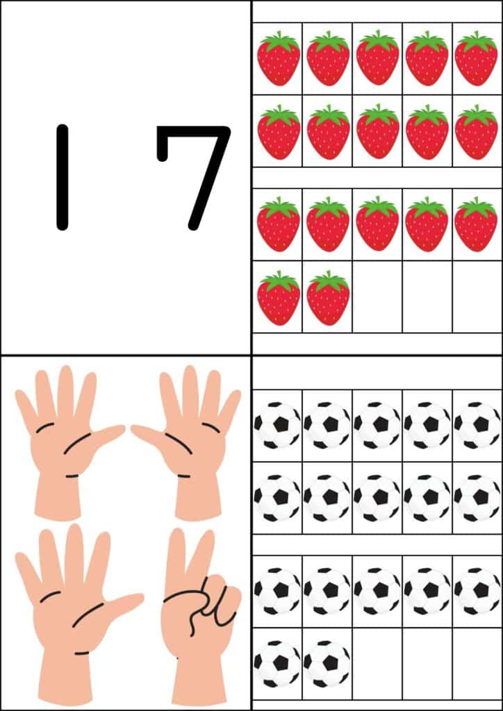 数字カルタ背景白数字の17