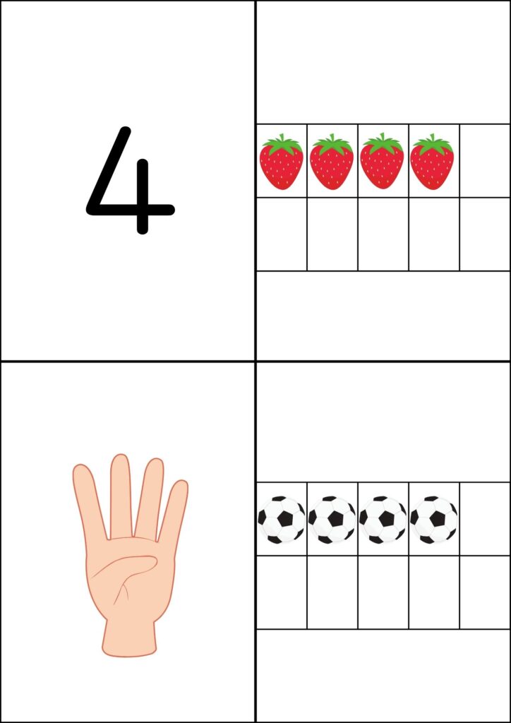 数字カルタ背景白数字の4