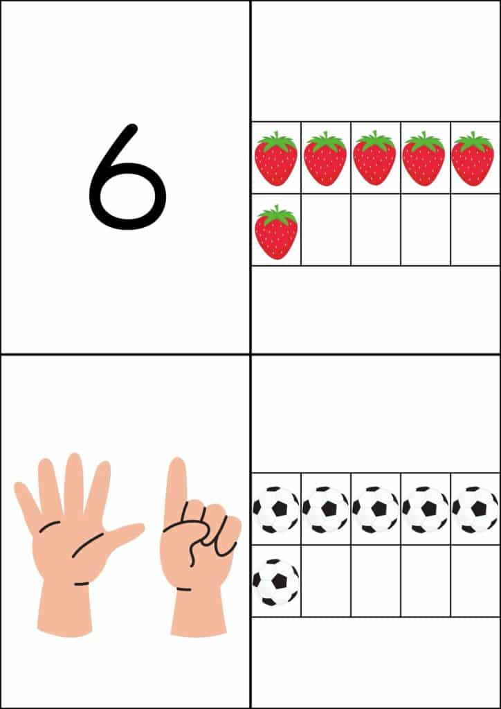 数字カルタ背景白数字の6