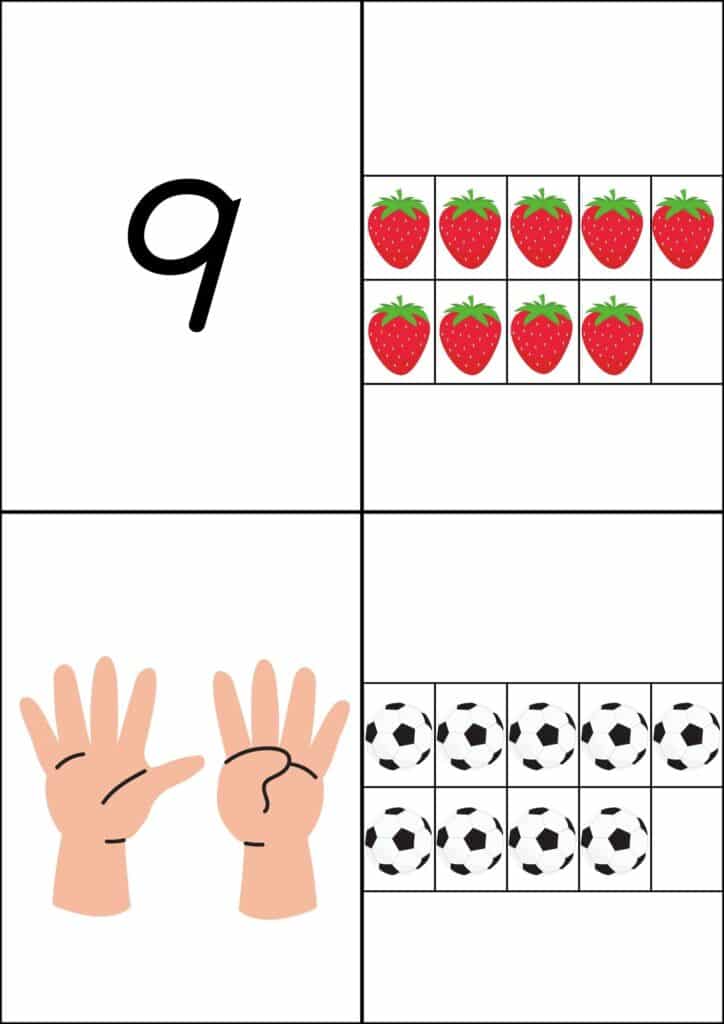 数字カルタ背景白数字の9