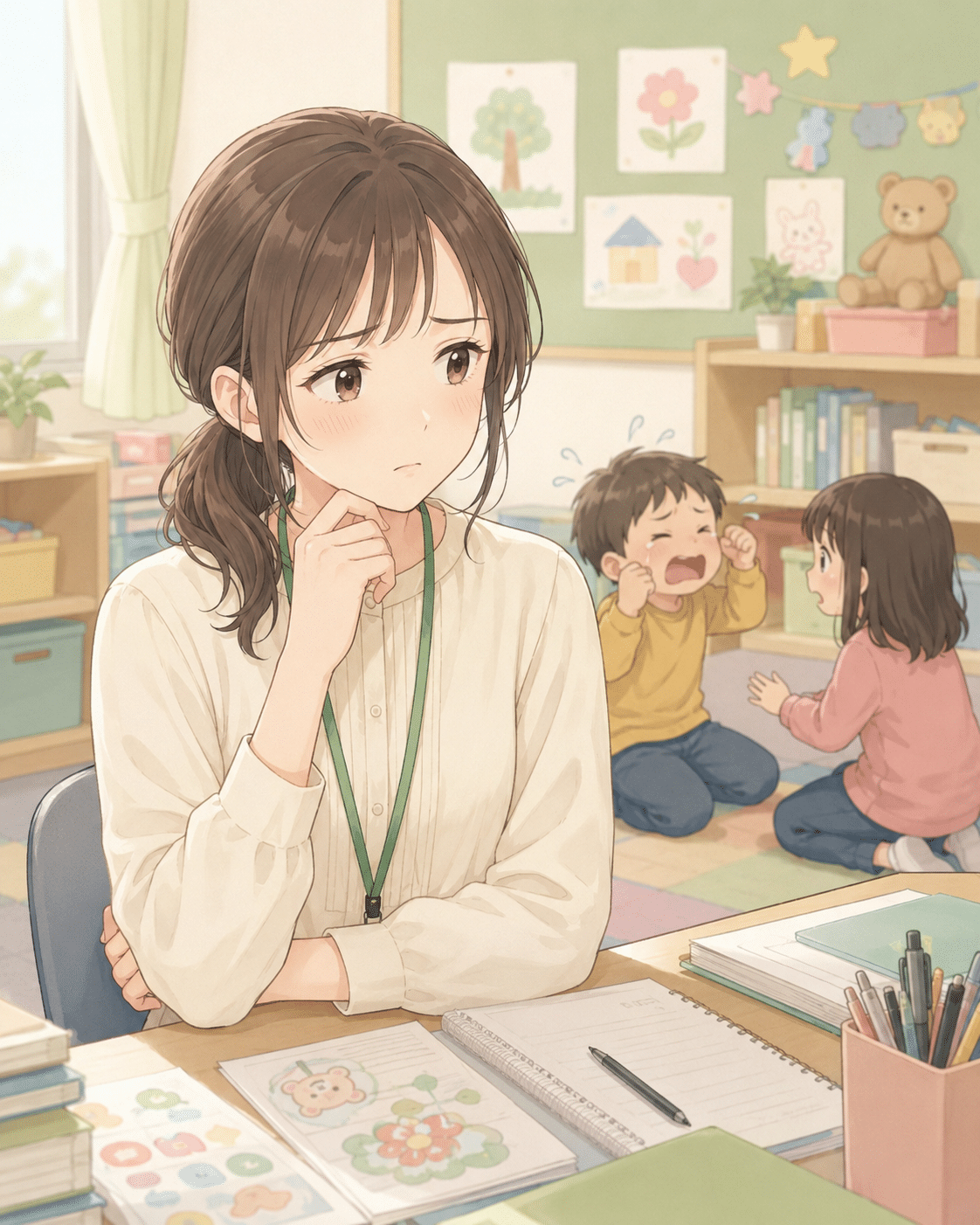 子どもの行動の前後を見て根拠ある支援を考える先生のイメージ