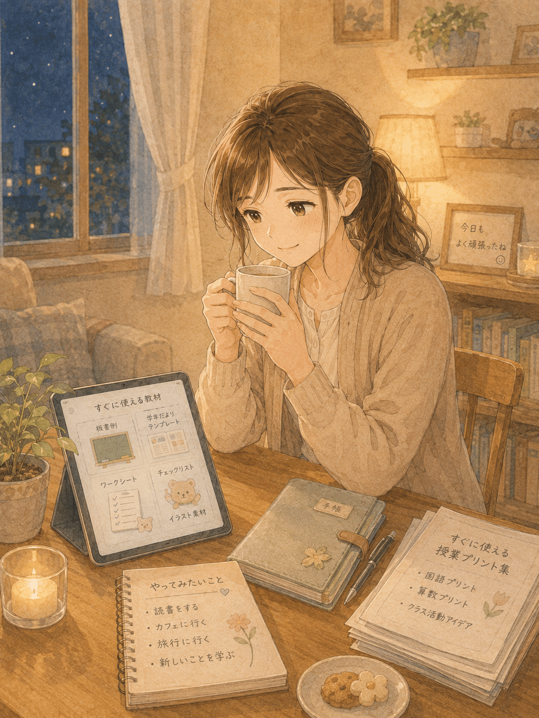 余白が生まれ自分の時間や挑戦したいことに向かえる先生のイメージ